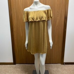 Gold Off-Shoulder Dress